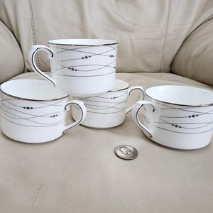 Royal Doulton Precious Platinum Porcelain Teacups English Bone China set of 4