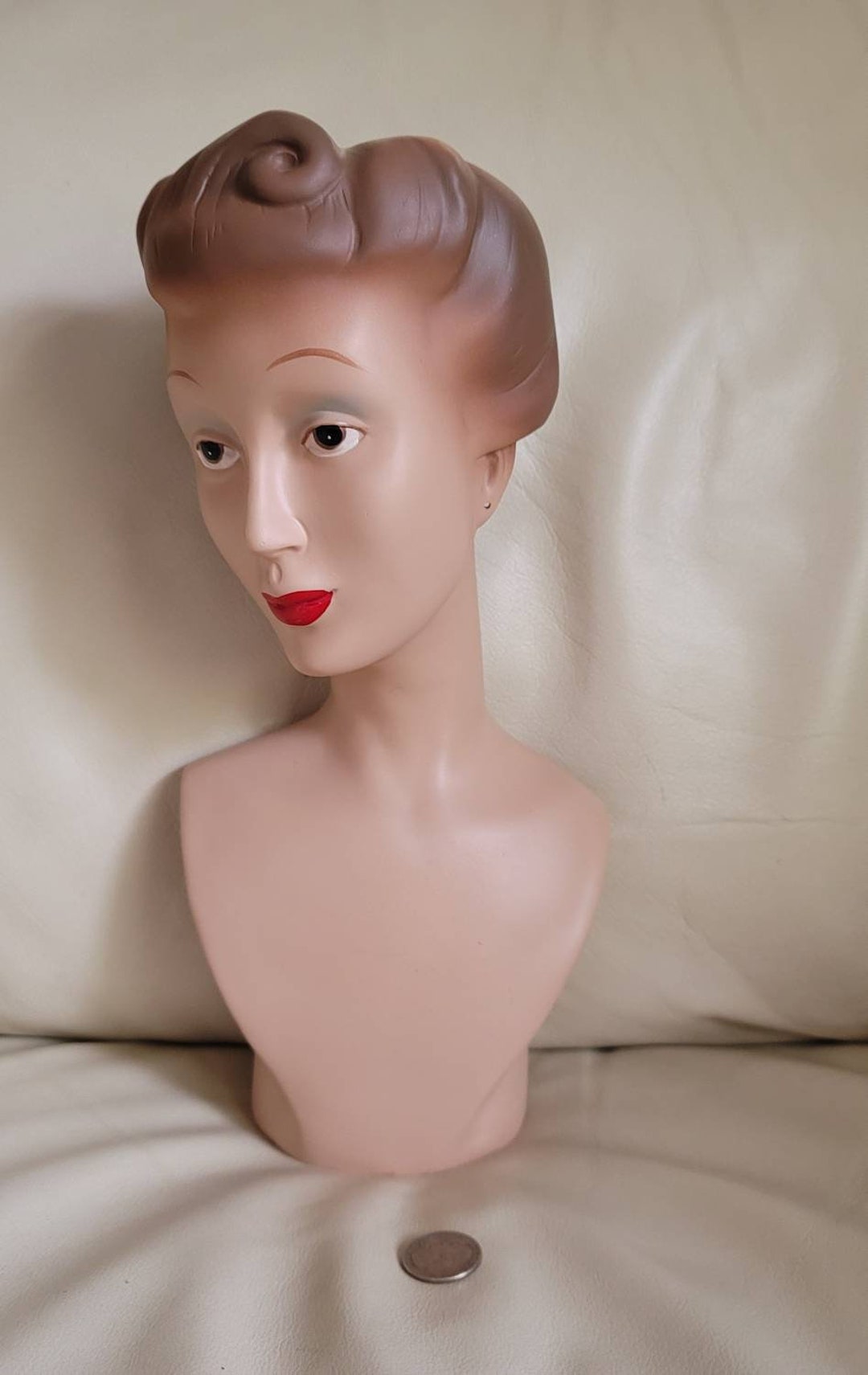 Vintage Mannequin Bust of Woman Decor, Jewelry or Hats Display, 13.5