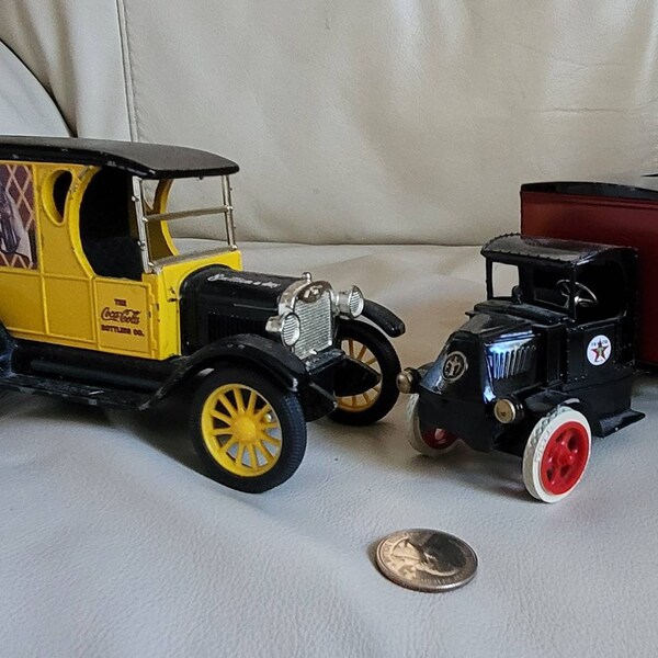 ERTL die cast coin money Banks Mack 1989 Bull Dog 1993 Coca-Cola trucks.