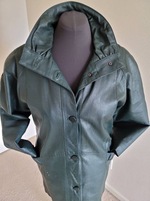 PELLE New York Milano vintage dark green leather … - image 5