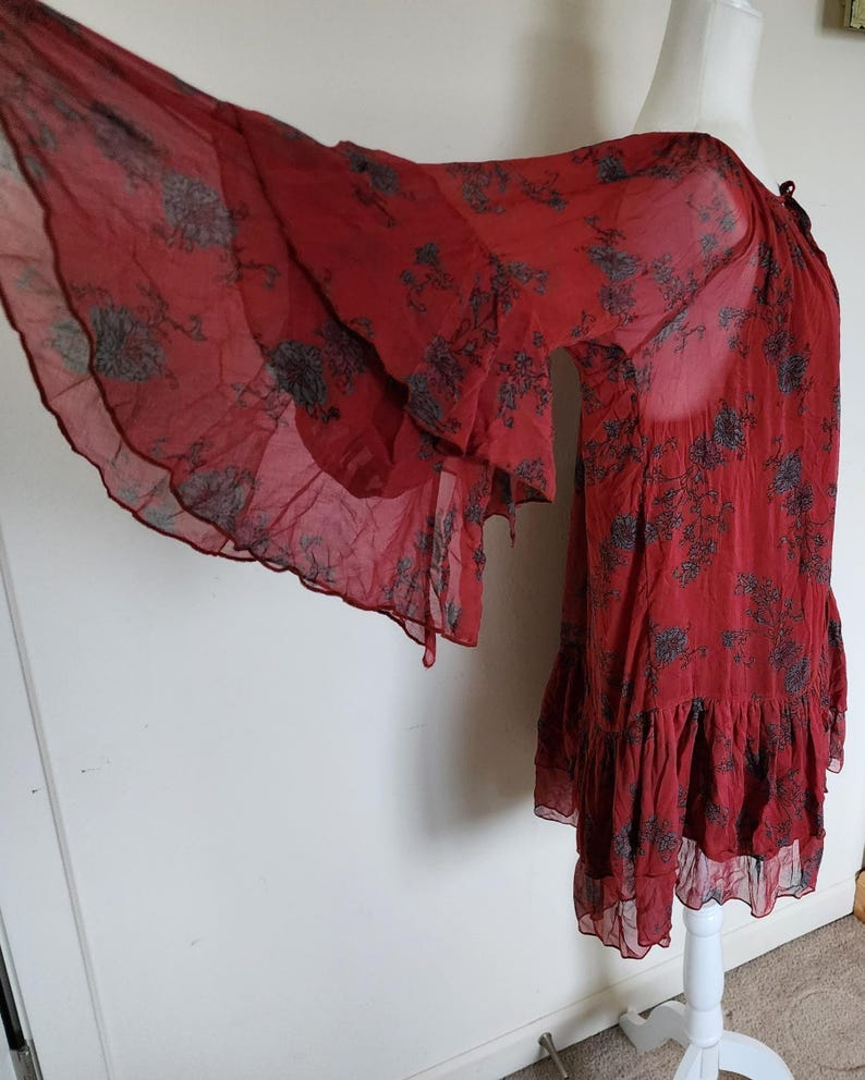 Sunsetter mini dress Red Floral Raffle design by Free People sz Large image 10