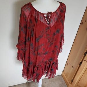 Sunsetter mini dress Red Floral Raffle design by Free People sz Large image 5