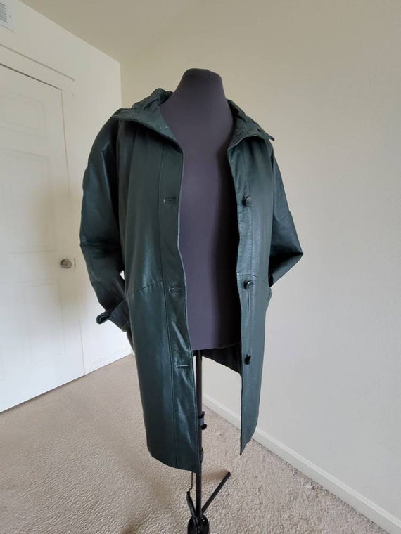 PELLE New York Milano vintage dark green leather … - image 3