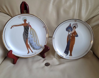 House of Earte fine porcelain plates in set of two, Athena and Diva II. Franklin Mint.