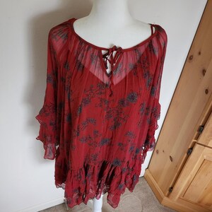 Sunsetter mini dress Red Floral Raffle design by Free People sz Large image 9