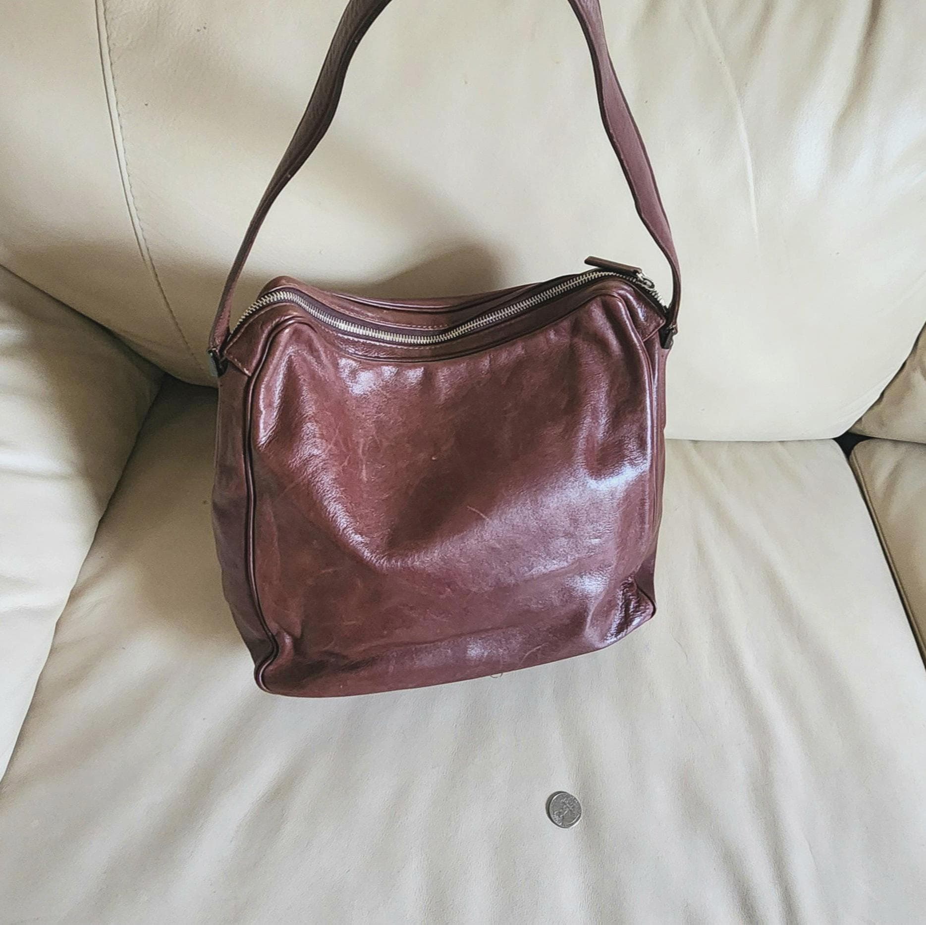 Francesco Biasia Brown Leather Backpack Made in Italy Drawstring Flap BagVintage Made in Italy FRANCESCO BIASIA Leather Handbag | Italian  main image 2