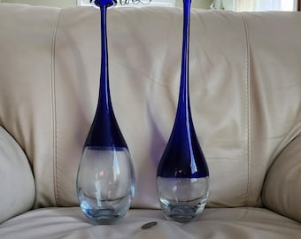 Veneto Dijon Z Gallerie Cobalt Blue Glass Vases Set of 2 Skinny Neck