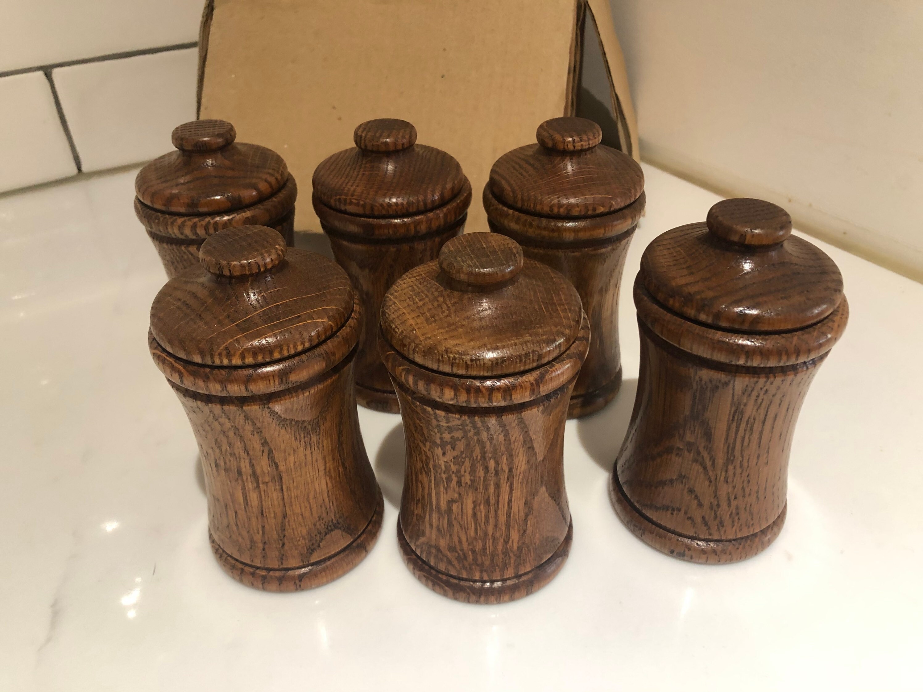 1970s Indian Wooden Spice Pots in Box Etsy