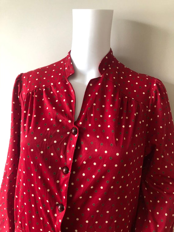 Vintage 1970s Red PolkaDot Dress - image 4