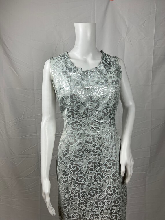 Vintage 1960s Handmade Silver and Blue Slip Dress… - image 4