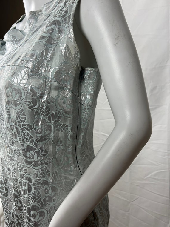 Vintage 1960s Handmade Silver and Blue Slip Dress… - image 7