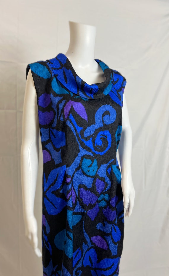 Vintage 1980s Versace Dress, Designer Blue Shift … - image 4