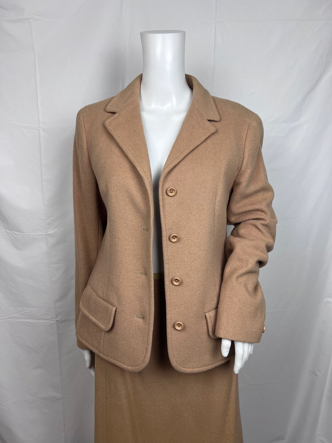 Vintage 1970s Jaeger Camel Suit, Women's Brown Heavy Wool Suit, Office ...