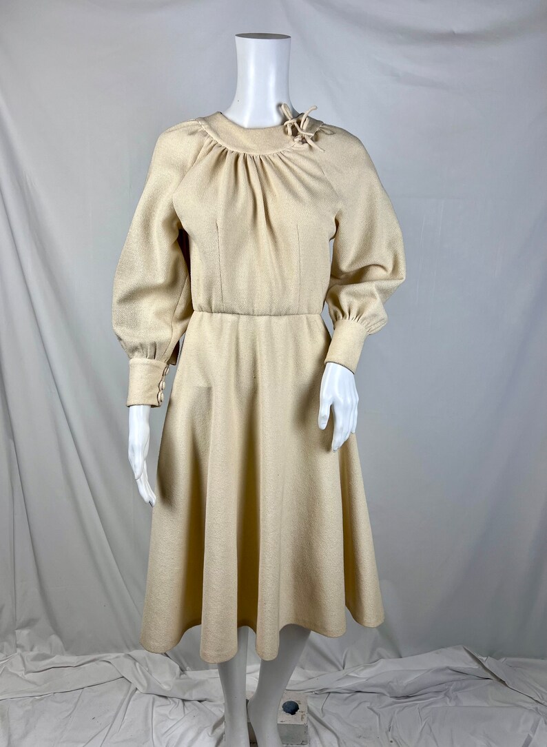 Vintage Cream 1970s Dress S