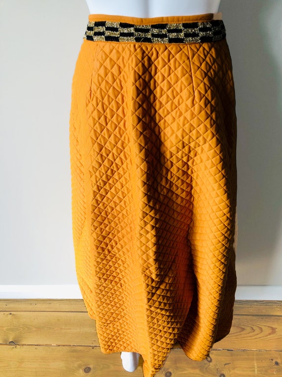 Vintage 1960s Burnt Orange Quilted Skirt - image 2