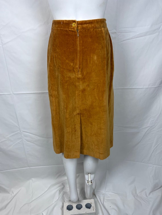 Vintage 1980s Mustard Yellow Velvet Skirt, Diaman… - image 8