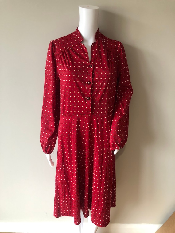 Vintage 1970s Red PolkaDot Dress - image 1