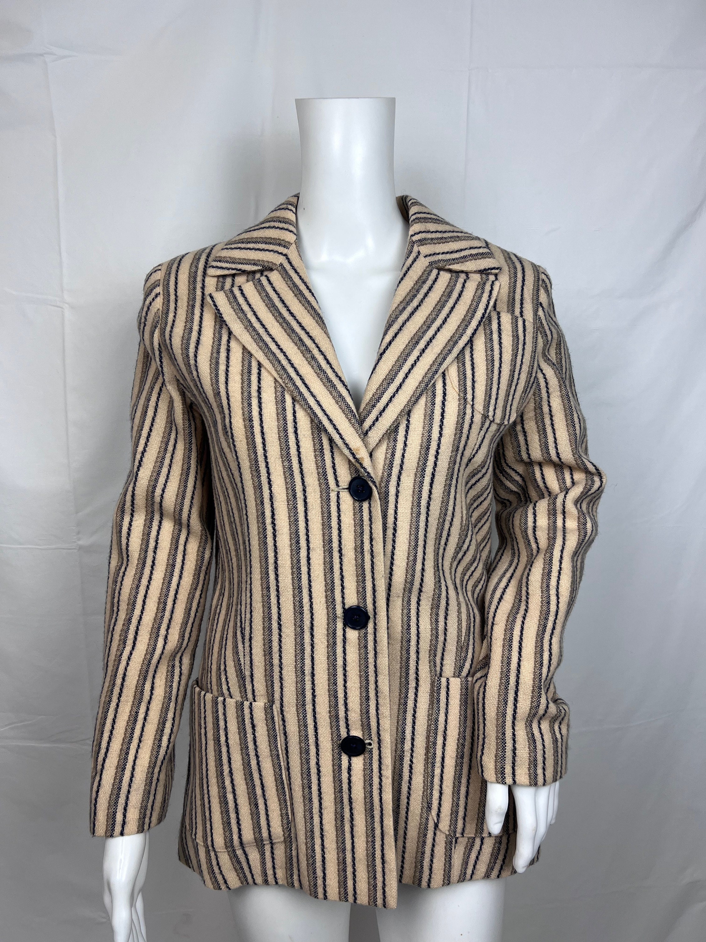 Vintage 1960s Scottish Wool Pinstripe Jacket, Women's Formal