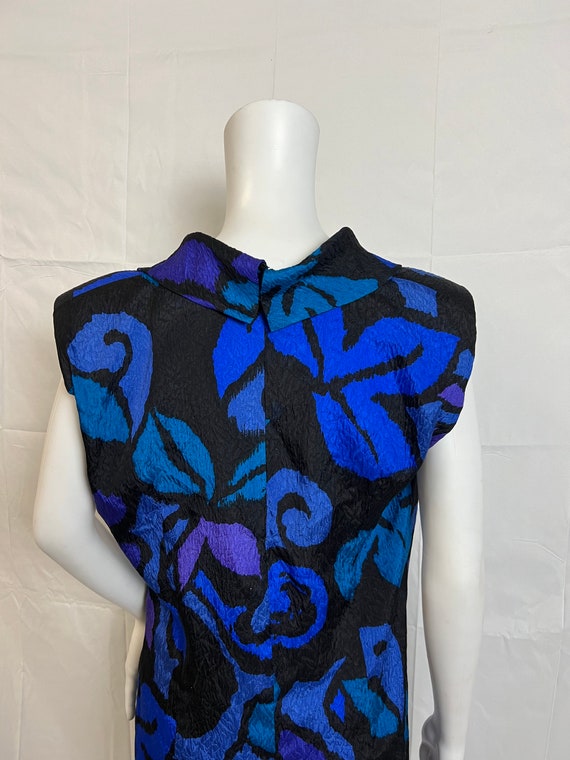 Vintage 1980s Versace Dress, Designer Blue Shift … - image 2