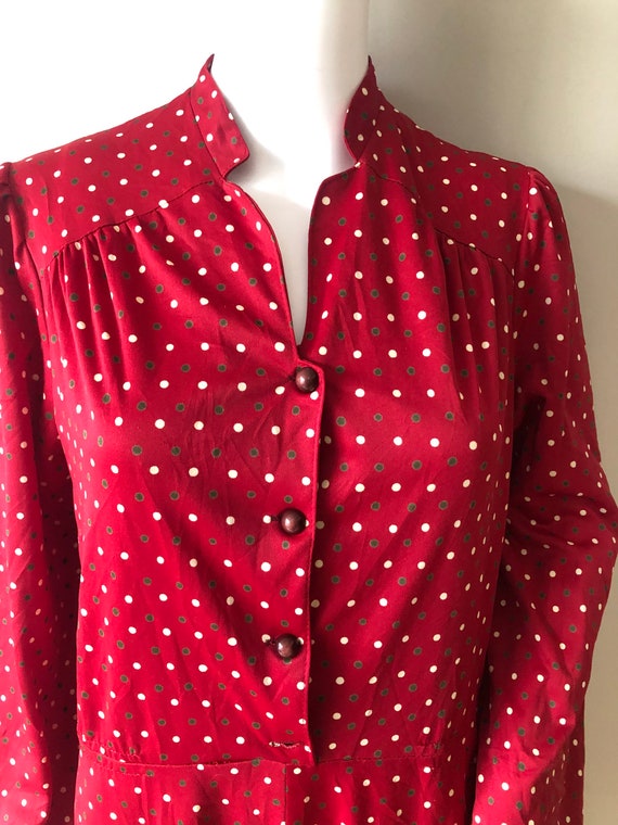 Vintage 1970s Red PolkaDot Dress - image 8