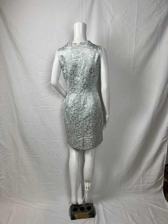 Vintage 1960s Handmade Silver and Blue Slip Dress… - image 9