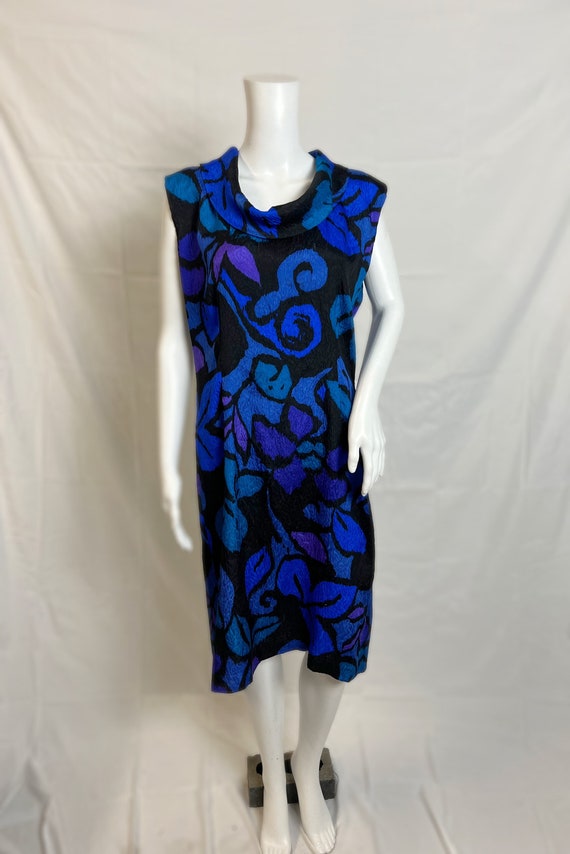 Vintage 1980s Versace Dress, Designer Blue Shift … - image 7