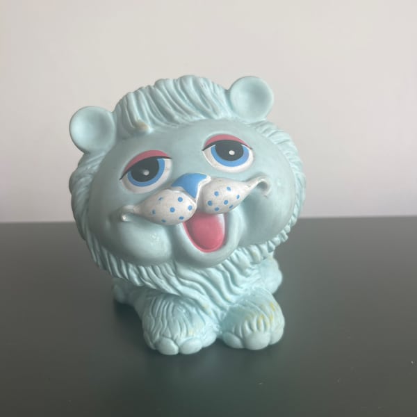 Vintage Cute Small Squeaky Toys. Blue Lion. 1950s. Small Vintage Toy