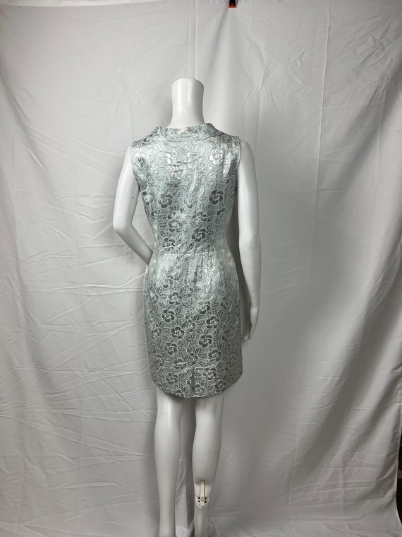 Vintage 1960s Handmade Silver and Blue Slip Dress… - image 8