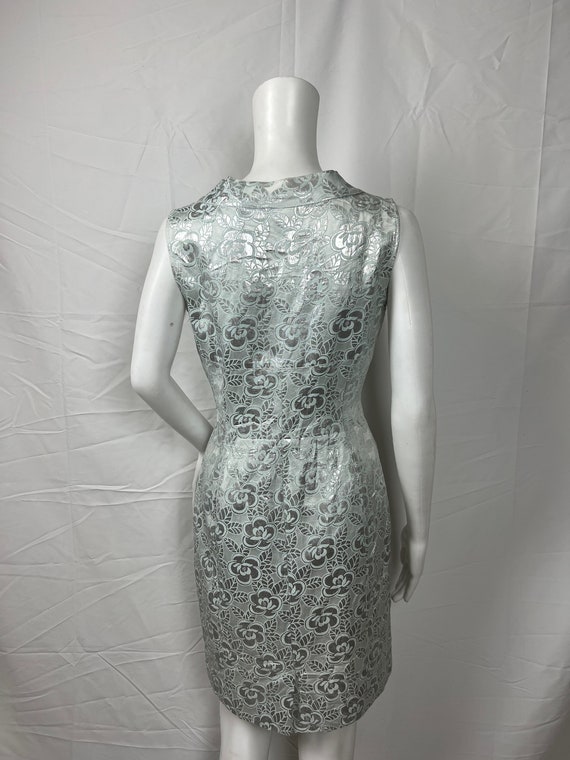 Vintage 1960s Handmade Silver and Blue Slip Dress… - image 10