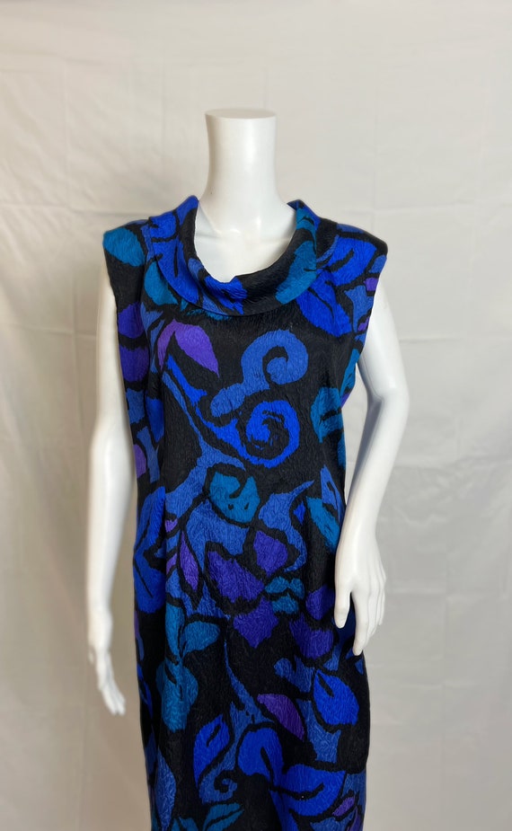 Vintage 1980s Versace Dress, Designer Blue Shift … - image 3