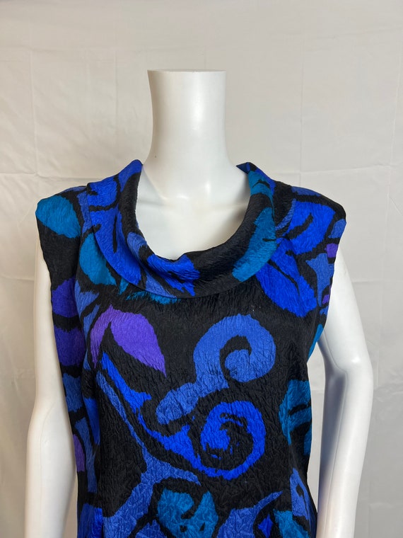 Vintage 1980s Versace Dress, Designer Blue Shift … - image 8