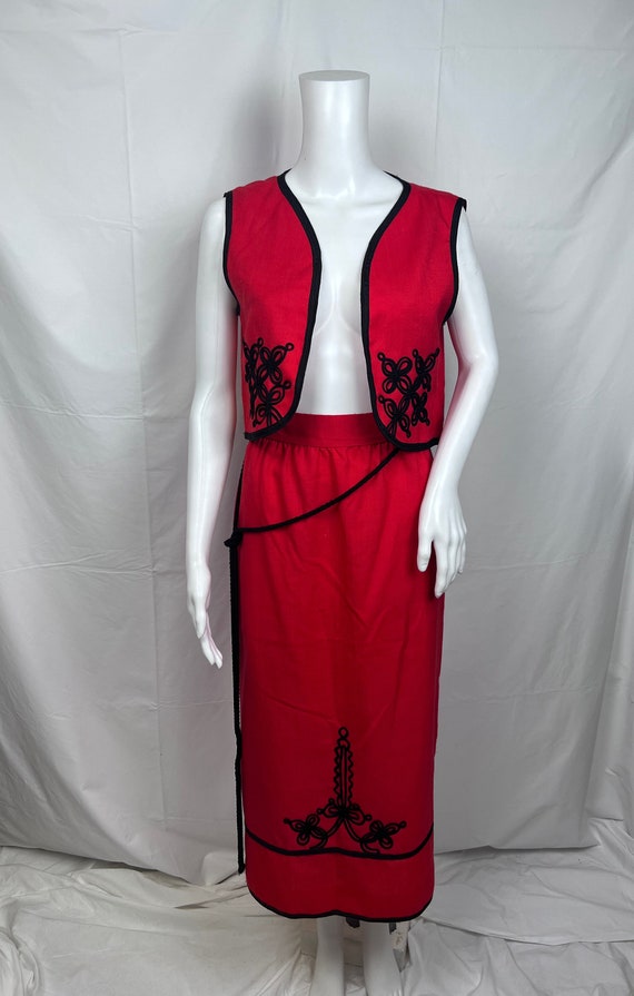 Vintage Victor Costa Co -Ordinate, Red Suit Waistc