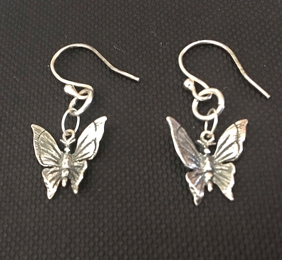 Sterling Silver Butterfly Dangle Earrings: .925 Silver Jewelry Gift for Her