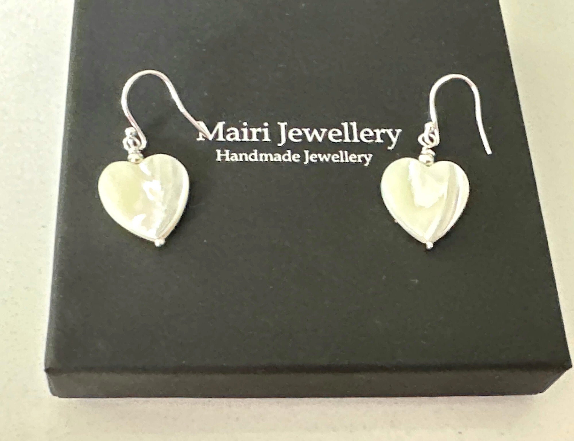 ★ROSEMONT★ Silver mother-of-pearl heart earrings necklace Mother of Pearl Heart Necklace, Mother of Pearl Earrings Set