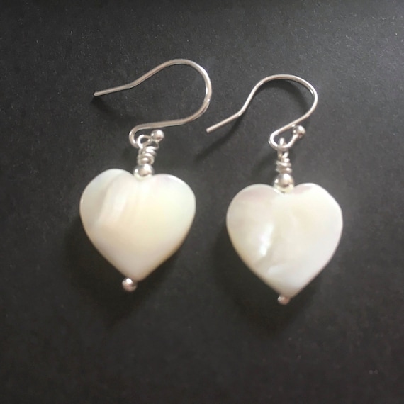 ★ROSEMONT★ Silver mother-of-pearl heart earrings necklace 42514__34399.1704728340.386.