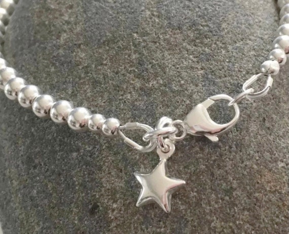 アクセサリー vintage silver925 star charm bracelet Sterling Silver Star Charm Bracelet 925 Silver Beaded Ball