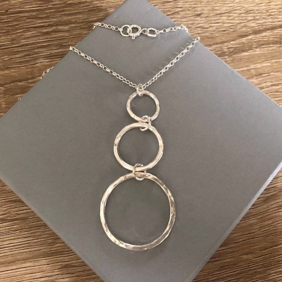 Circle Pendant Necklace Hammered Texture Sterling Silver Circle Pendant Necklace Hammered Texture Sterling Silver