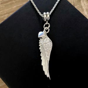 Engelsflügel Herz-Halskette, langer Schutzengel-Charme-Anhänger, personalisiertes Schmuck-Geschenk