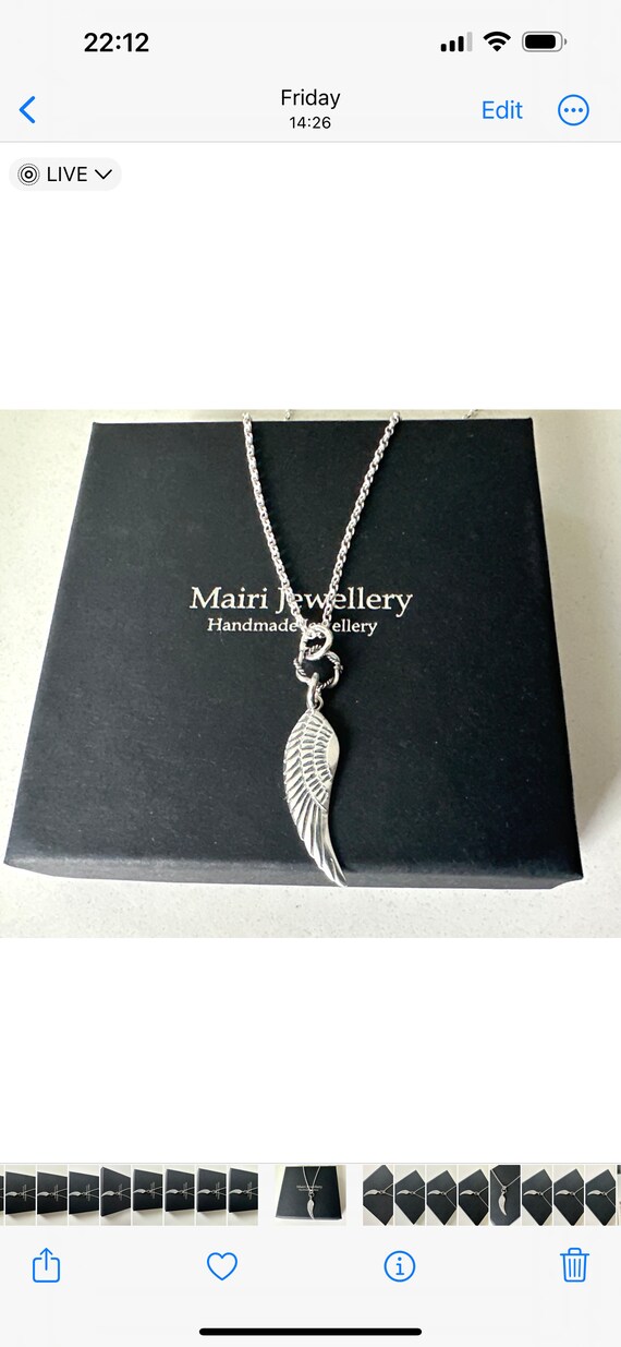 Sterling Silver Angel Wing Necklace - Etsy
