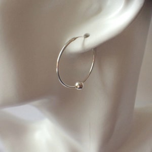 Large Hoop Ball Earrings, Sterling Silver Large Hoops, Boho Jewellery Gift For Her image 8