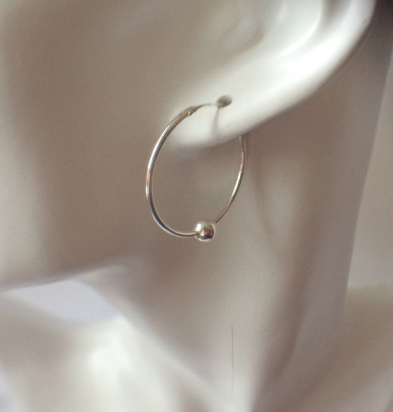 Large Hoop Ball Earrings, Sterling Silver Large Hoops, Boho Jewellery Gift For Her image 8