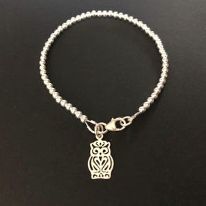 Sterling Silber Eule Bettelarmband: Zierlicher Perlen Schmuck Stapeln