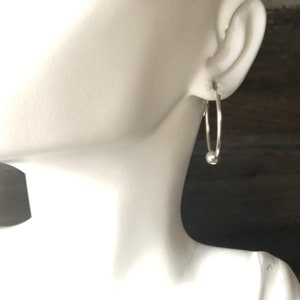 Large Hoop Ball Earrings, Sterling Silver Large Hoops, Boho Jewellery Gift For Her image 3