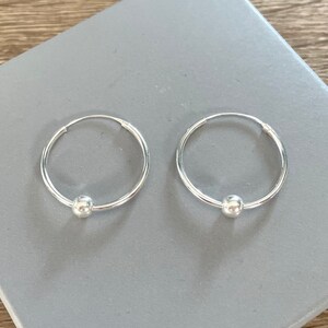 Large Hoop Ball Earrings, Sterling Silver Large Hoops, Boho Jewellery Gift For Her image 5