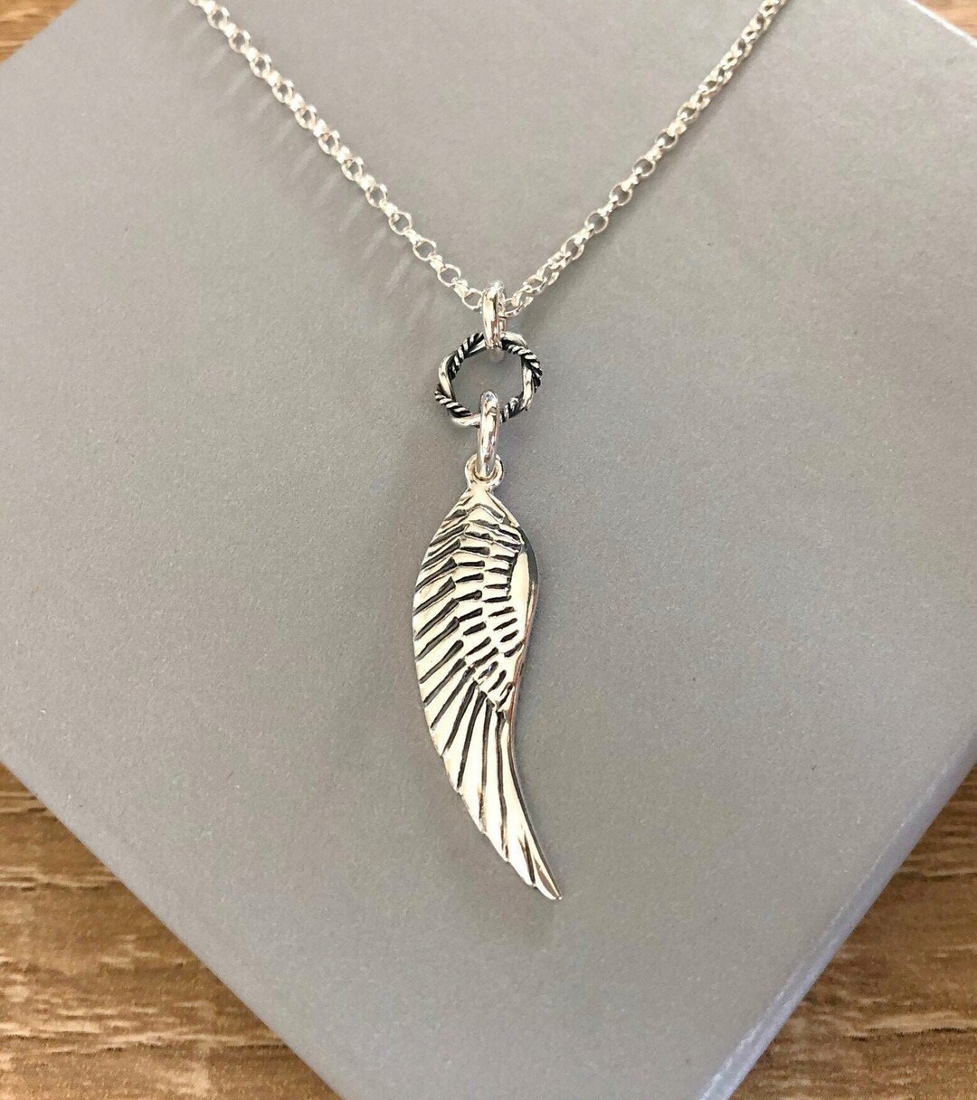 Sterling Silver Angel Wing Necklace - Etsy