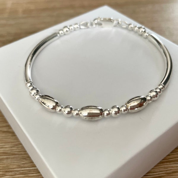 Silver Bead Bracelet - Etsy