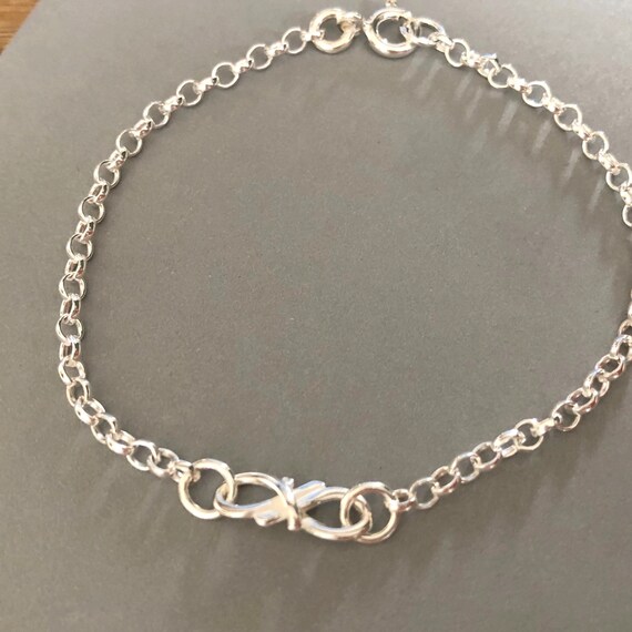 Sterling Silber Rolo -Kette Einstellbares Armband Mit Großem Infinity