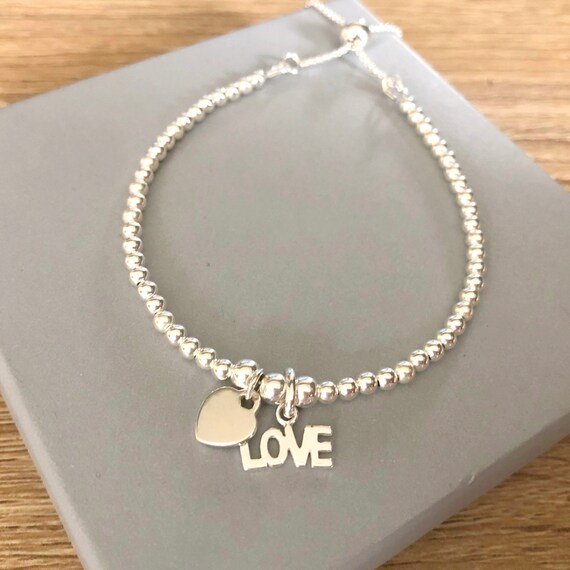 Classic Sterling 2.5mm Bracelet - Love Sterling Charm main image 0