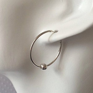 Large Hoop Ball Earrings, Sterling Silver Large Hoops, Boho Jewellery Gift For Her image 7