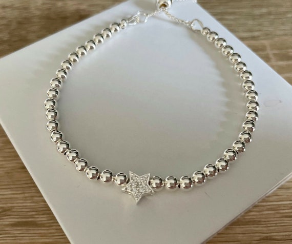 Armband Stern 925 Silber In Silber Grau Dünn Verstellbar | Armbändchen